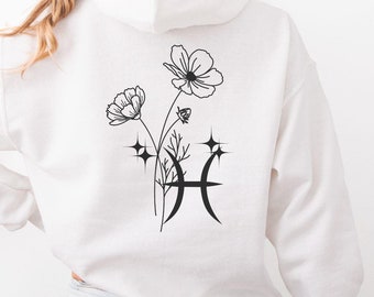 Pisces Sternzeichen Hoodie: Floraler Astrologie Pullover, Wasserelement