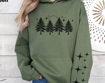 Kiefer Mond Sterne Hoodie: Gemütliches Natur-Liebhaber-Sweatshirt