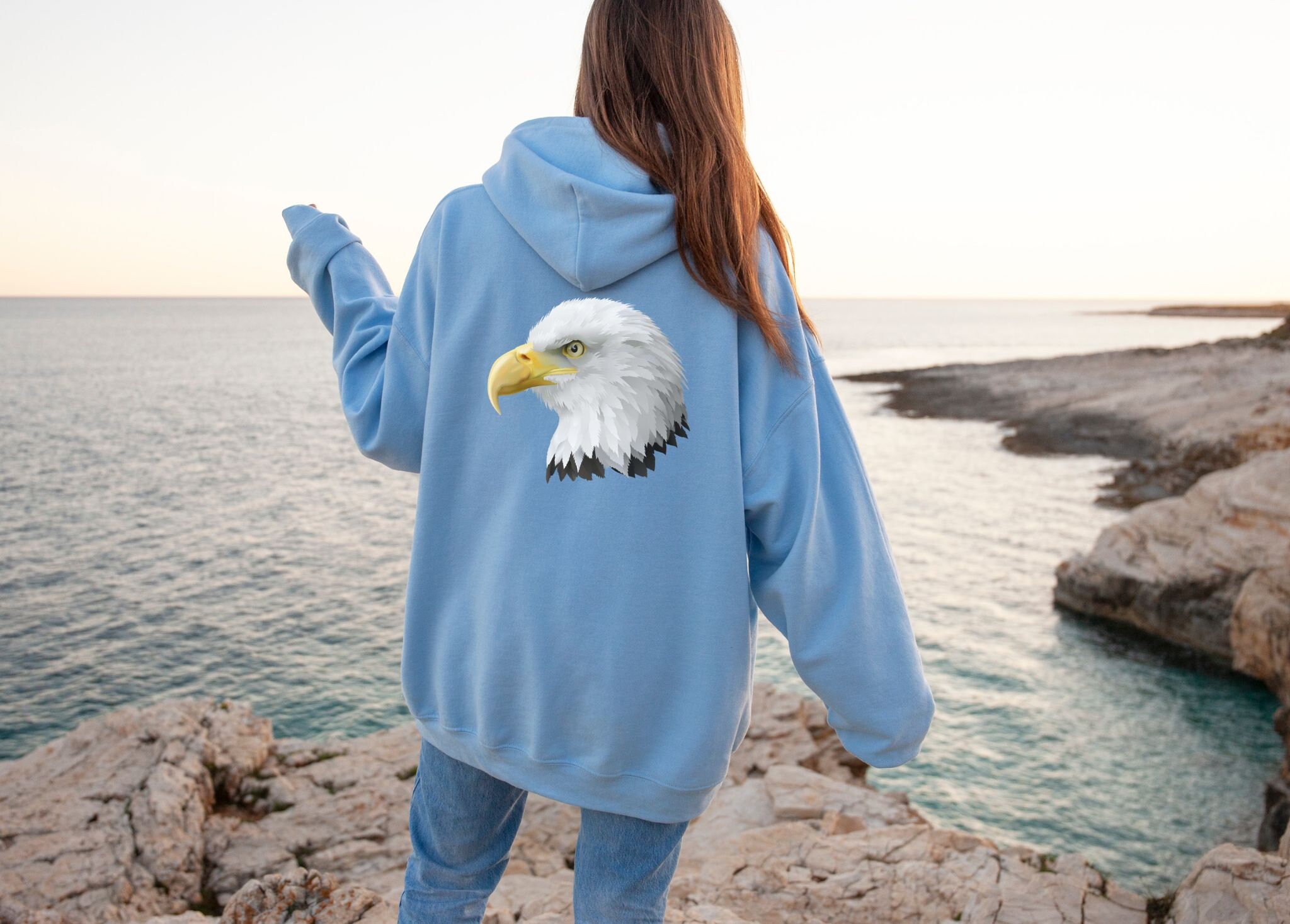 American Bald Eagles Head Hooded Sweatshirt Animal Nature Etsy