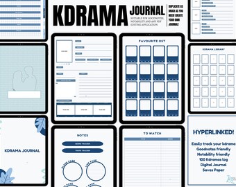 Digitales KDrama Journal | koreanische Drama-Rezension | Goodnotes & Notability Journal | Porträt | KDrama-Beobachtungsliste | KDrama Digitales Notizbuch Cover
