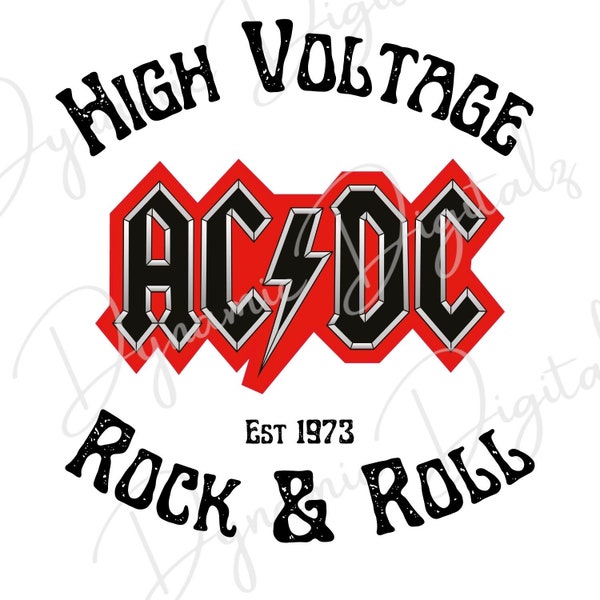Rock and Roll Band Digital Download PNG | ACDC Band | High Voltage Rock and Roll Retro Musik Band Sublimation Design Clip Art