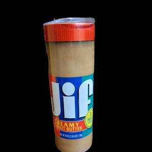 20oz. Insulated Stainless-Steel Tumbler with Jif Peanut Butter Design with lid and Straw