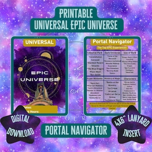 Universeel episch universum afdrukbaar koord | Portal Navigator Checklist kaart en rit | Onmisbare attracties in het themapark | Direct downloaden