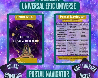 Universal Epic Universe Printable Lanyard | Portal Navigator Map & Ride Checklist | Theme Park Must-Do Attractions | Instant Download