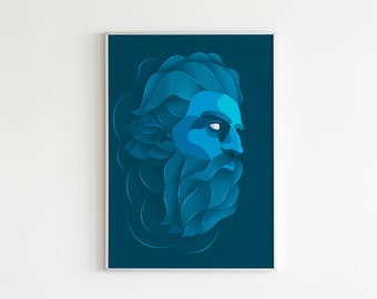 Line Art Poseidon Poster