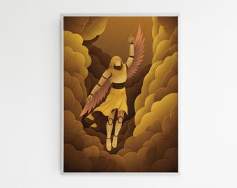 Icarus - Made as Man: Art Deco Sci-Fi Fantasy Illustration Print