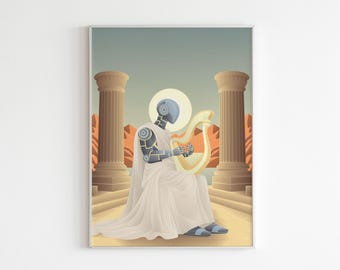 The Muse: Art Deco Sci-Fi Fantasy Illustration Print