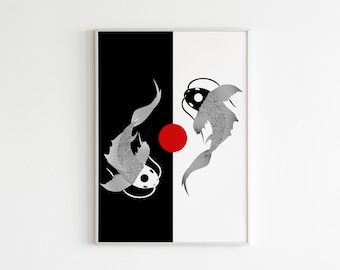 Line Art Koi Poster