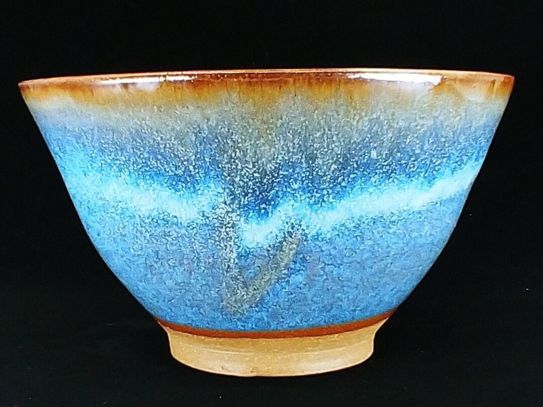 Ramen Bowl in Red Clay With Nutmeg and Blue Glaze Etsy