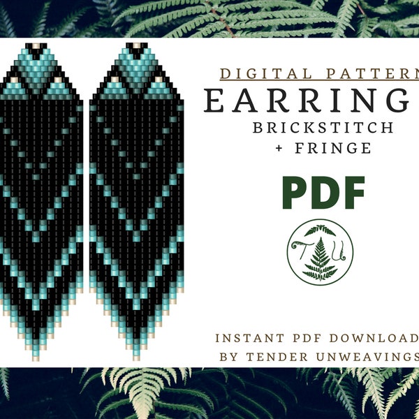 Gradient Brickstitch Earrings Pattern, Fringe Earrings Pattern, Gradiant Beaded Earrings, Beaded Fringe Earrings PDF, Earrings Pattern PDF