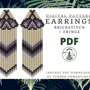 Moth Brickstitch Earrings Pattern, Fringe Earrings, Moth Earrings Pattern, Beaded Earrings, Beaded Fringe PDF, Beaded Earrings Pattern PDF