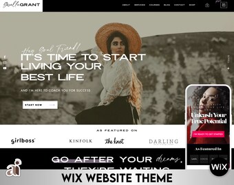 Wix Website Template for Business Coach Influencer Small Businesses | Creative Website Design | Wix Web Design Templates | Girl Boss Website