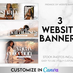 Bikini Boutique Web Banners | Canva Templates | Shopify Web Banner | Wix Web Banner | Summer Ecommerce