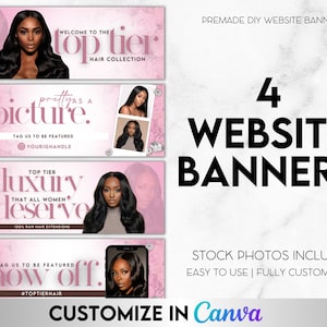 DIY Hair Website Banner Template | Pink Premade Website Template | Beauty Web Banner | Shopify Wix Website Template | Hair Web Banner