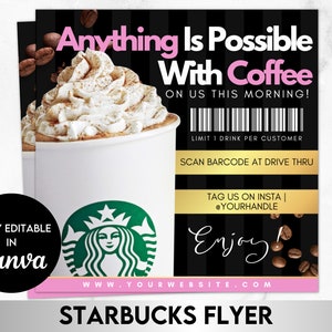DIY Editable Business Flyer | Starbucks Giveaway Coffee Flyer | Canva Template | Social Media Flyer