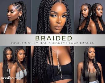 Hair and Beauty Model Stock Photo | Black Beauty Model Photos | African American Stock Images | Braided Hair Models