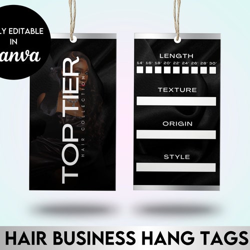 Editable Hair Hang Tag Luxury Branding Aesthetic DIY Canva Etsy