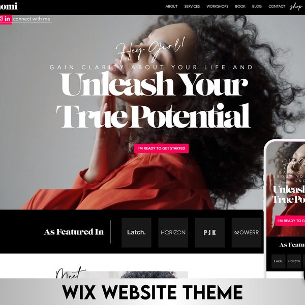 Wix Website Template for Business Coach Influencer Small Businesses | Creative Website Design | Wix Web Design Templates | Girl Boss Website