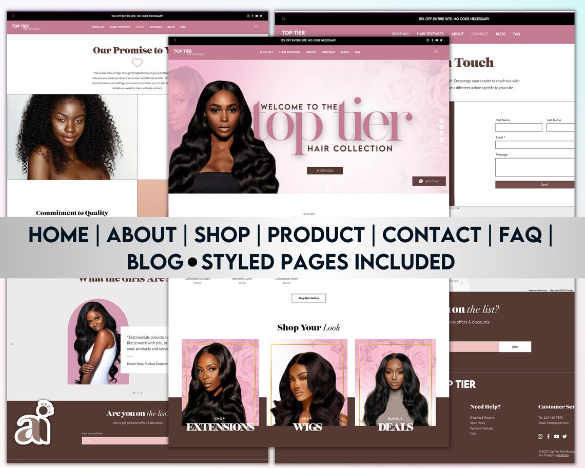WIX Hair Boutique Template site Design for Hair WIX Etsy