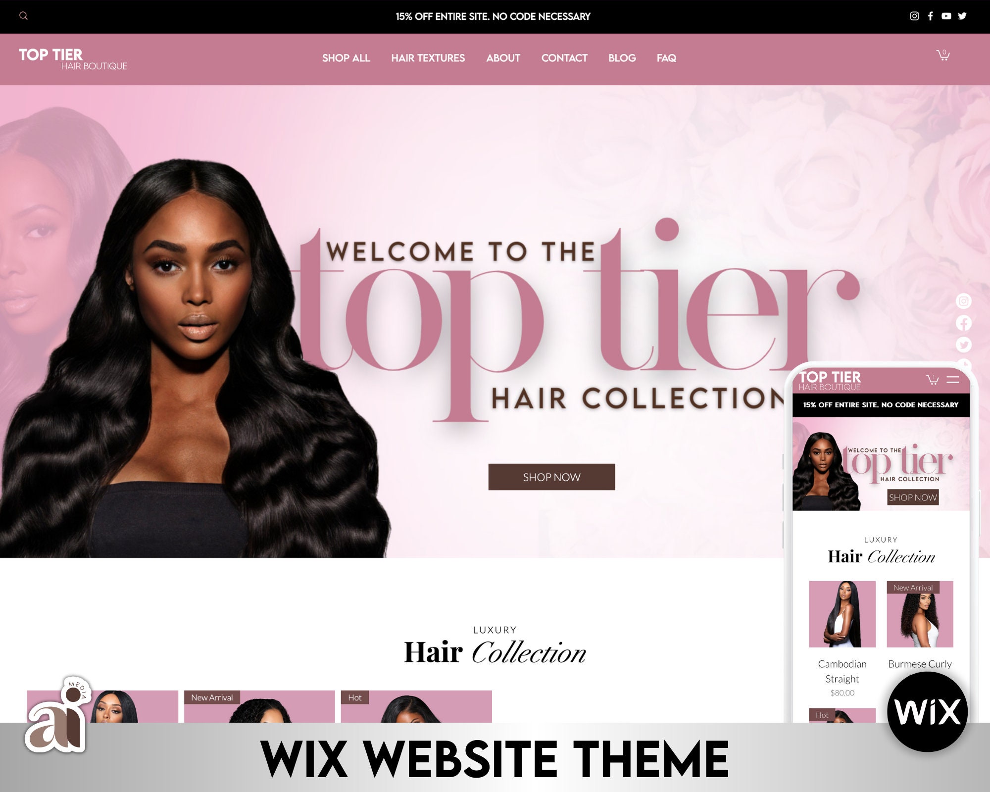 WIX Hair Boutique Template site Design for Hair WIX Etsy