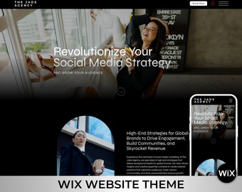 Wix-websitesjabloon voor Business Coach Influencer Agency | Socialemediamarketing | Wix-webontwerpsjablonen | Zwarte en rode luxe website