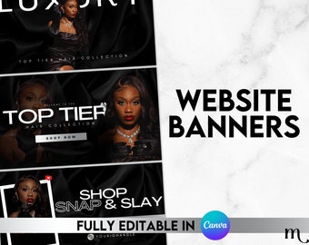 Black Hair Website Banner Template | DIY Beauty Web Design (Canva Editable)