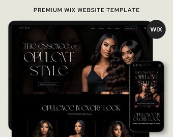 WIX Hair Boutique Vorlage | Website Design für Haar | WIX Friseur Thema | Beauty & Haar Vorlage | Schwarze Ästhetik | E-Kommerz-Buchung
