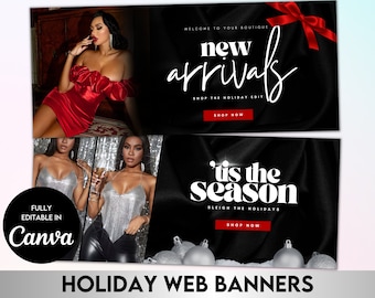 Holiday Website Banner Template | Canva Editable Boutique Banners (Digital Download)