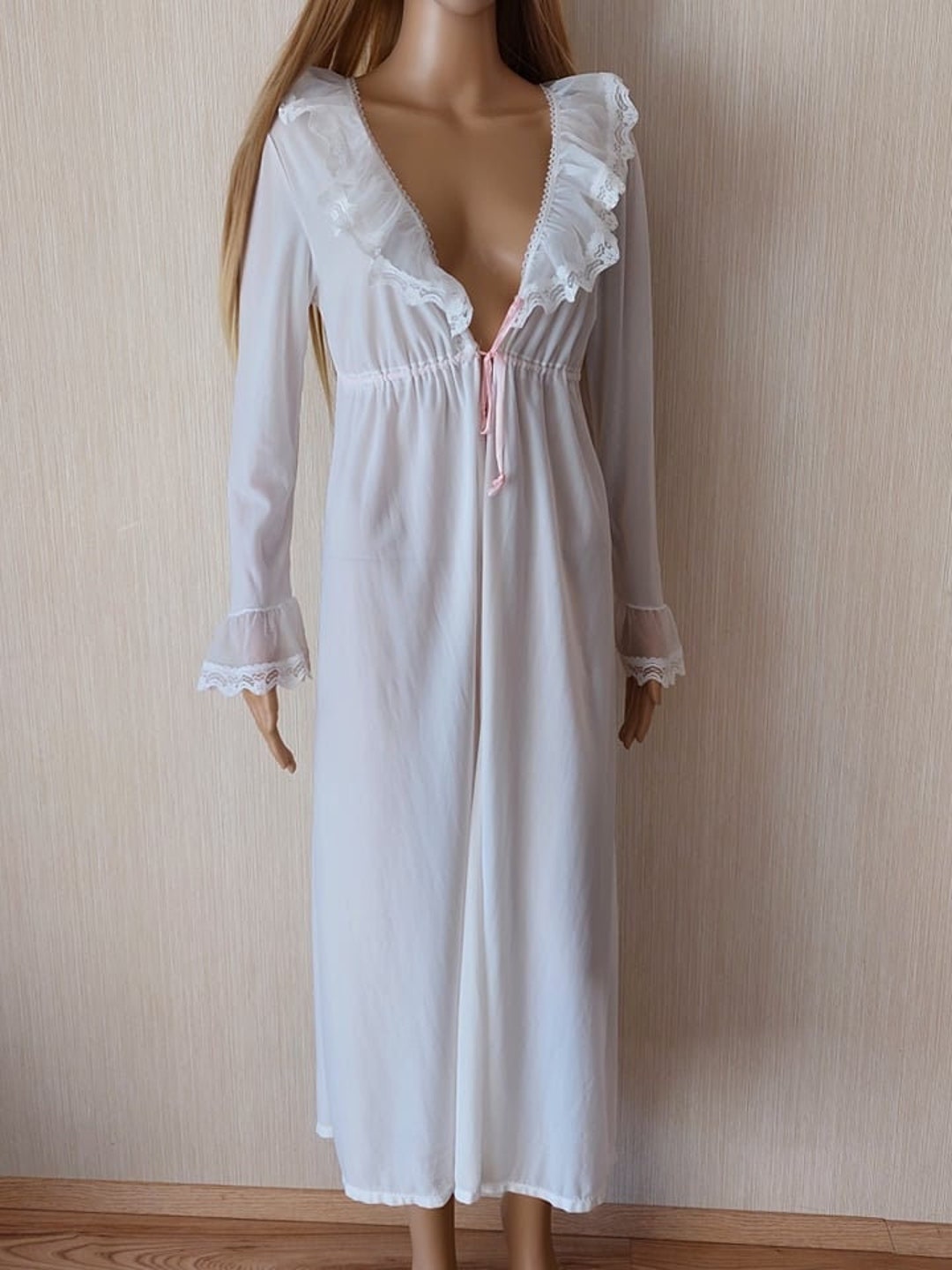 Romanic Female Robe Vintage White Lace Romantic Night Robe, 38/40 - Etsy Australia