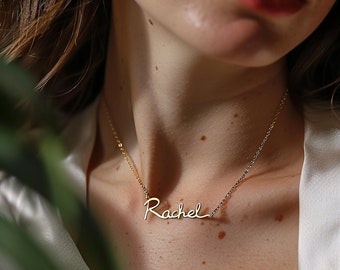 Collier de nom Or| Collier de nom minimaliste en argent| Collier de nom rempli d’or rose personnalisé| Collier de maman| Bijoux de nom personnalisés| Cadeau de maman