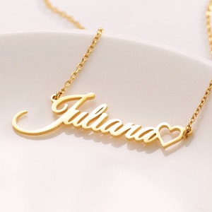 Personalized Heart Necklace|Dainty Heart Necklace with Name|Heart Name Necklace Gold for Women|Custom Name Jewelry|Baby Girl Gift with Heart