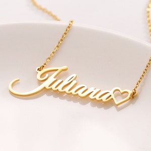 Colar de coração personalizado | Colar delicado de coração com nome | Colar de nome de coração dourado para mulheres | Joias com nome personalizado | Presente para menina com coração