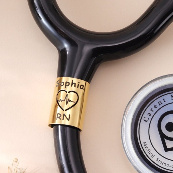 Custom Stethoscope ID Tag|Stethoscope Charm with Heart|Personalized Stethoscope Name Ring for Doctor|Student Nurse Graduation Gifts