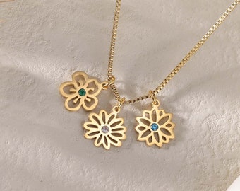 Birthday Gifts for Mom Bouquet Flower Necklace|Combined Birth Flower Necklace Birthstone|Bridesmaids Gift|Birth Flower Jewelry|Gifts for Her