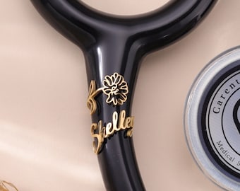 Stethoscope Personalized Name Tag with Birthflower|Stethoscope ID Tag|Birthstone Stethoscope Charm|Gift for Nurse Graduation|RN Gift