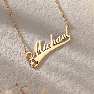 Customized Soccer Ball Name Necklace|Minimalist Necklace with Soccer Charm|Personalized Soccer Team Gifts for Boys and Girls|Sport Jewelry