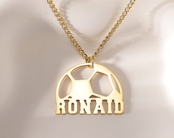 Custom Soccer Name Necklace|Personalized Soccer Necklace For Men|Football Custom Name Necklace|Soccer Ball Pendant|Soccer Team Gift