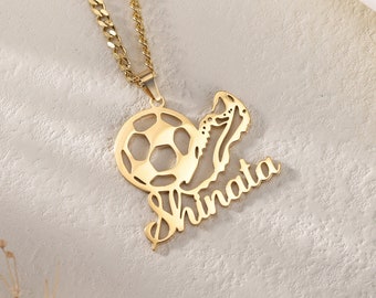 Customized Soccer Ball Name Necklace|Minimalist Necklace with Soccer Charm|Personalized Soccer Team Gifts for Boys and Girls|Sport Jewelry