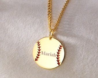 Baseball Necklace with Custom Name and Number|Personalized Tiny Sporty Necklace|Custom Lucky Pendant|Baseball and Sports Team Necklace