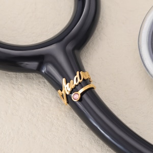 Stethoscope ID Tag|Nurse Gift with Birthstone|Student Nurse Gift|Stethoscope Heart Name Tag |Stethoscope Personalized Name Tag for Doctor