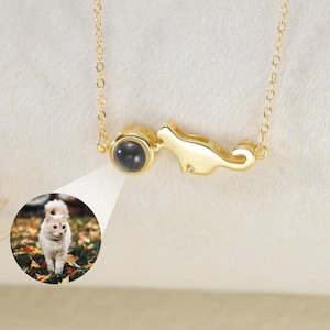 Collar de proyección de foto de gato/colgante de foto conmemorativa de mascota en plata de ley/joyería interior con imagen personalizada/collar de foto para hombres