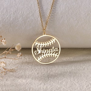Customized Baseball Name Necklace|Minimalist Necklace with Softball Charm|Personalized Baseball Team Gifts for Boys and Girls|Sport Jewelry