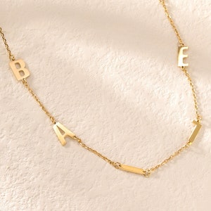Customized Sideways Initial Necklace|Minimalist Letter Necklace|Multiple Tiny Monogram Charm Jewelry|Name Necklace|Personalized Gift for Her