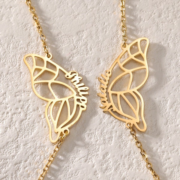 Custom Two Butterfly Bracelets|Best Friends Bracelet Set|Personalized BFF Bracelet for 2|Butterfly Wing Friendship Bracelets|Sister Bracelet
