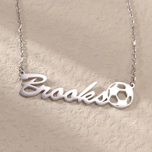 Customized Soccer Ball Name Necklace|Minimalist Necklace with Soccer Charm|Personalized Soccer Team Gifts for Boys and Girls|Sport Jewelry