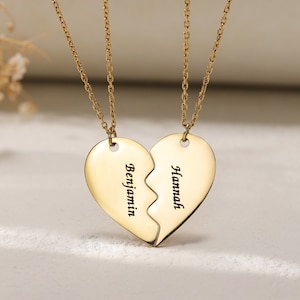 Custom Two Hearts Pendant Necklace|Couples Necklace|Best Friends Necklace Set|Personalized BFF Necklace|Friendship Necklace|Sister Necklace
