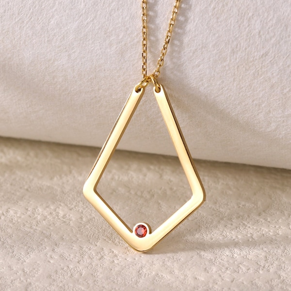 Collier porte-bague personnalisé avec pierre de naissance | Pendentif gardien de bague personnalisé | Collier de gardien de bague minimaliste | Bijoux porte-bague | Cadeau d'anniversaire