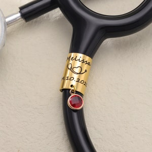 Stethoscope Personalized Name Tag with Birthflower and Birthstone|Stethoscope ID Tag|Stethoscope Charm|Gift for Nurse Graduation|RN Gift