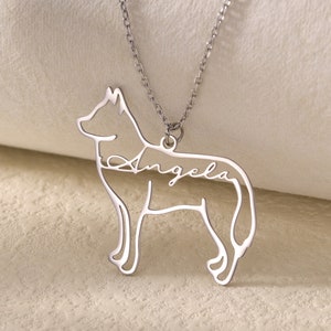 Custom Pet Outline Picture Necklace|Customized Dog Necklace with Name|Dog Breed Silhouette Necklace|Animal Pet Memorial Gift|Dog Lover Gift