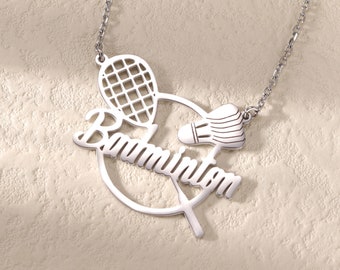 Custom Badminton Necklace with Name|Personalized Sports Name Necklace|Shuttlecocks Pendant Necklace|Badminton Fan Gift|Sport Team Coach Gift